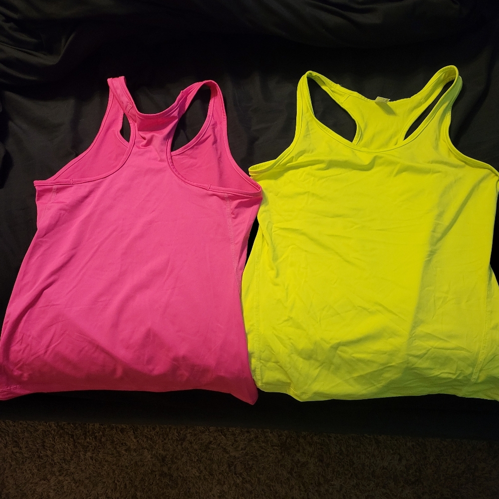 Set of two workout tank tops, size Medium,  Neon colors, New!